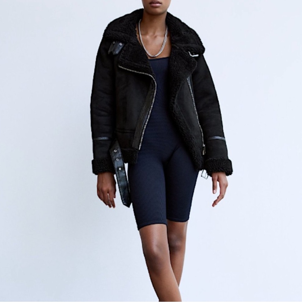 ZARA DOUBLE FACED BIKER JACKET SIZE SMALL NWT